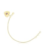 TOUS Pulsera para Mujer con Baño de Oro 18 kt sobre Plata y Corazón de Rodolitas, 18 cm de Largo, Elegante y Versátil. Colección Iris Motif