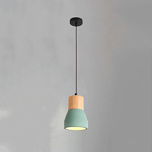Lámpara colgante de cemento verde y madera E27 NAMFHZW regulable para techo