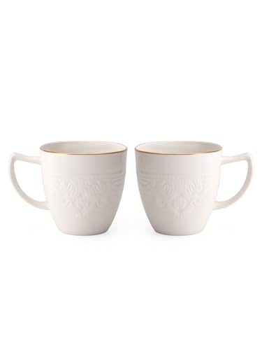 Image of Clay Craft Fine Ceramic Gold Printed Tea /Coffee Cup Set of 6-200 ml Each (Stain IMP 1101), Tea Cup Set of 6, Mugs for Coffee, Cups Set of 6, Mug Set, Ideal for Gifting, Perfect for Home and Office