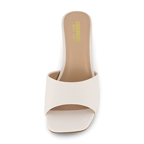 Image of CUSHIONAIRE Evie Kitten Heel Sandals for Women, Slip On One Band Dress Sandals with Memory Foam, Wide Widths and 3 Inch Heel