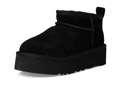 UGG Unisex-Child Classic Ultra Mini Platform Boot, Black, 6 Big Kid