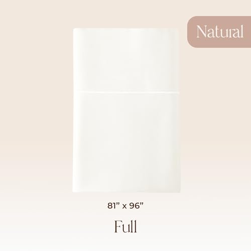 Image of Certified Organic Full Flat Sheet Only - 100% Organic Cotton Top Sheet with Luxurious Soft and Breathable 300 Thread Count Sateen Weave Finish - GOTS & Fairtrade Certified (Natural, Full)