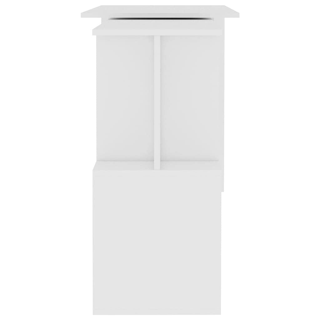 Scrivania angolare in legno bianco, 200 x 50 x 76 cm, girevole, con vano portaoggetti, scrivania per computer, scrivania da gaming, tavolo da ufficio, piano da scrivania per studio e home