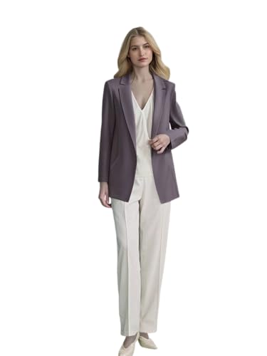 Women's Casual Cotton Blend Knit Blazer - Long Sleeve Solid Color Office Work Jacket with Stretch, Open Front Design3
