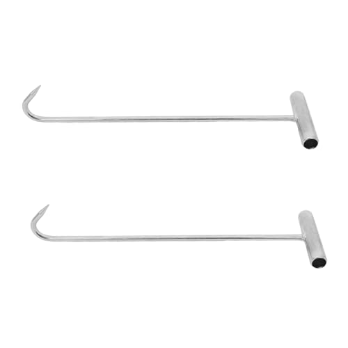 Zerodeko 2pcs Heavy Duty T-Handle Manhole Cover Hooks Versatile Lifting Tools for Storm Drains Tank Lids Up Doors Silver Manhole Puller