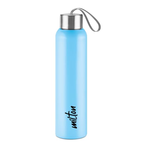 Image of Milton Halo 900 Steel Thermoware, Inner Steel, PU Insulated, Leak Proof Water Bottle for School Kids, Office, Gym, Easy to Carry Strap, 600 ml, Light Blue