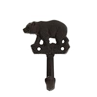 The Bridge Collection Cast Iron Single Black Bear Wall Hook Key Hanger Cabin Lodge Decor (Style 1)