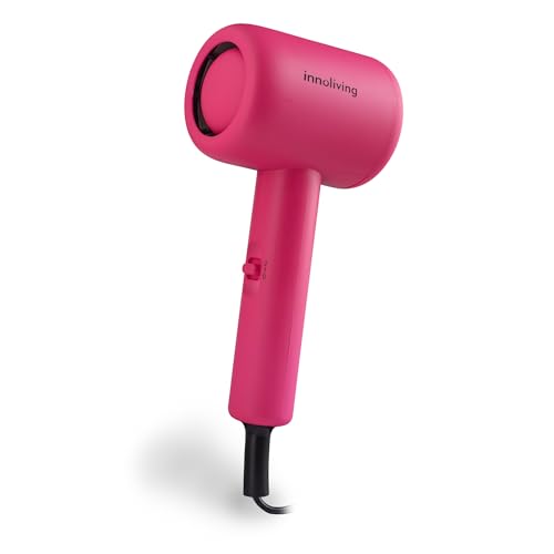 Innoliving Asciugacapelli Mini INN-612, Compatto e Pieghevole, 1200W, Doppia Velocità, Design Portatile per Viaggi e Palestra, Disponibile in Vari Colori, Facile da Usare e Trasportare (Fucsia)