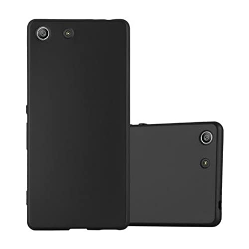 Cadorabo Hülle kompatibel mit Sony Xperia M5 Schutzhülle TPU Silikon Hülle Metallic Design Slim Kratzfest Weiche Gummi mit R&umschutz Hülle Hülle für Sony Xperia M5 in Schwarz