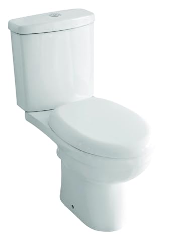 ONDÉE -Pack WC MELVILLE avec bride SH. H78xl37,5x63,5cm, Cuvette à alimentation verticale intégrée, Abattant en thermodur couvrant avec frein de chute, Mécanisme de chasse 3/6L silencieux