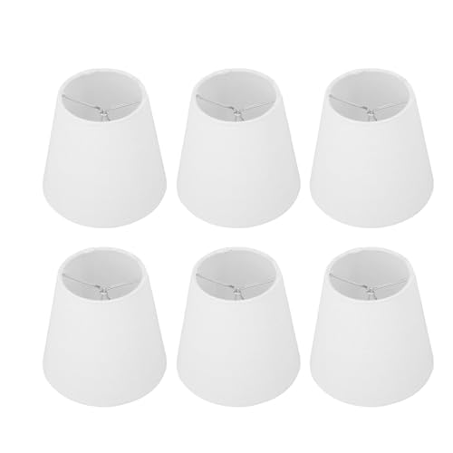 Pantalla de lámpara pequeña de 6 uds, pantalla de lámpara blanca con Clip para bombillas de candelabro, lámpara de pared de araña de mesa
