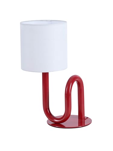Box and beyond - Lampe de table Wama - Métal Rouge - Hauteur 33 cm - Douille E27 - Salon, Chambre, Bureau - Style Industriel et Moderne
