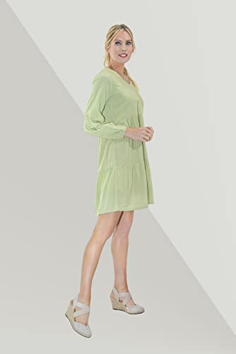 Image of Miss Lavish London Women's V Neck Tiered Summer Dress Casual Short Sleeve Swing T Shirt Mini Dresses