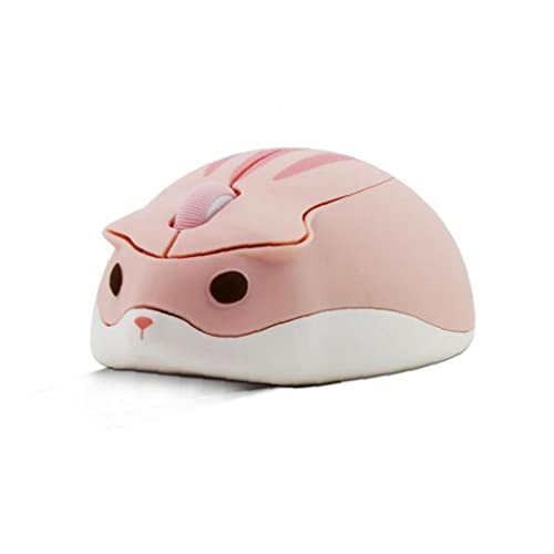 Ratón inalámbrico mini de hámster rosa ideal para trabajar con tu computadora durante un viaje