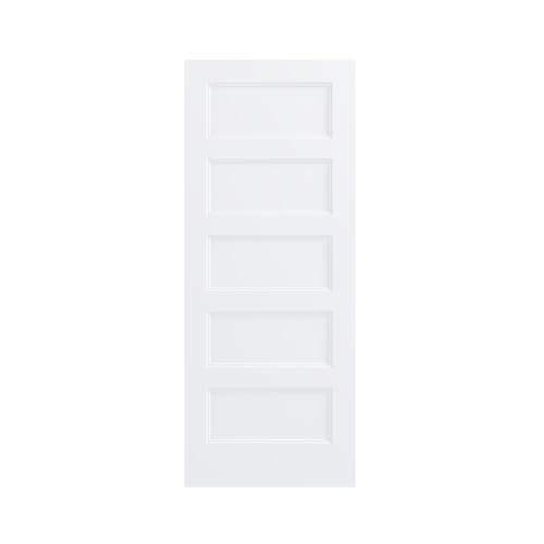 Image of JUBEST 32 inchx80 inch 5-Panel Shaker Style White Primed Hollow Core Interior Molded Door Slab, NOT Pre-drilled and NOT Included Hardware, Pre-Assembled Interior Door for Pantry, Laundry, Closet
