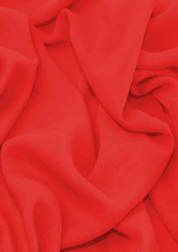 Chiffon Sheer Fabric Plain Soft Polyester Wedding Arch Dress Craft Material 44" (5 Meter, Cherry Red (61))