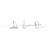Minimalist Pyramid Triangle Stud Earrings in Rhodium Plated Sterling Silver by Heather Needham Silver - 5.5 x 2 mm - Gift Boxed 282