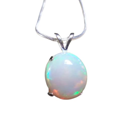 Genuine Ethiopian Fire Opal Pendant 925 Sterling Silver Wedding Necklace Gift, Multi Color