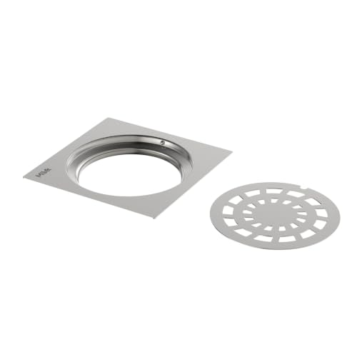 Image of Mila 5x5 Inch Flat Cut Floor Drain | 304 Grade Stainless Steel | Secure Lock | Prevents Accidental Displacement | Fast Water Drainage | Rust Resistant | Matte Finish | 1.5 Yr Warranty