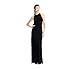 Adrianna Papell Womens Art Deco Beaded Blouson Dress with Halter Neckline, Black/Black, 6