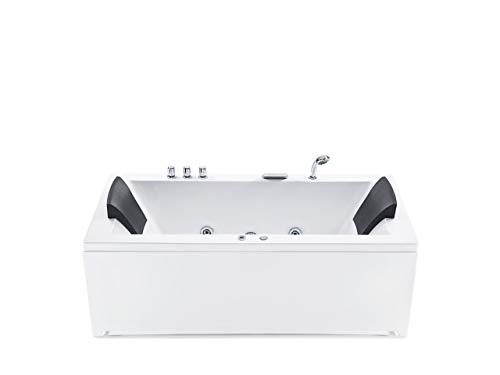Left Hand Straight Bath Tub White Acrylic Whrilpool Massage LED Lights Varadero