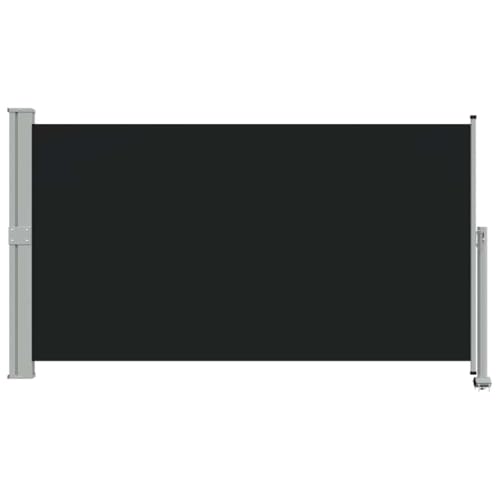 Store latéral extensible 140x300 cm noir imperméable avec support à manivelle extérieur