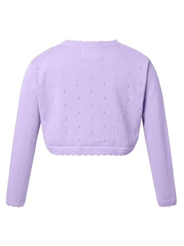 ACSUSS Kids Girls Long Sleeve Bolero Cardigan Shrug Single Button Cropped Knitted Sweater Jacket Cover Coat2