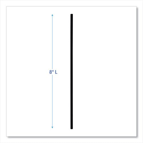 Boardwalk Cocktail Straws, 8", Polypropylene, Black, 5,000/Carton