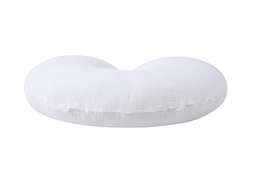 Image of Onacosht Muslin Nursing Pillow Cover Soft 100% Cotton Feeding Pillow Slipcover Fits Standard Infant Nursing Pillow for Boy and Girl, White