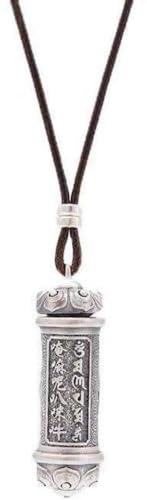 Pendentif S999 en Argent Grandin : collier gravé Six Mots de Vérité pour homme et femme