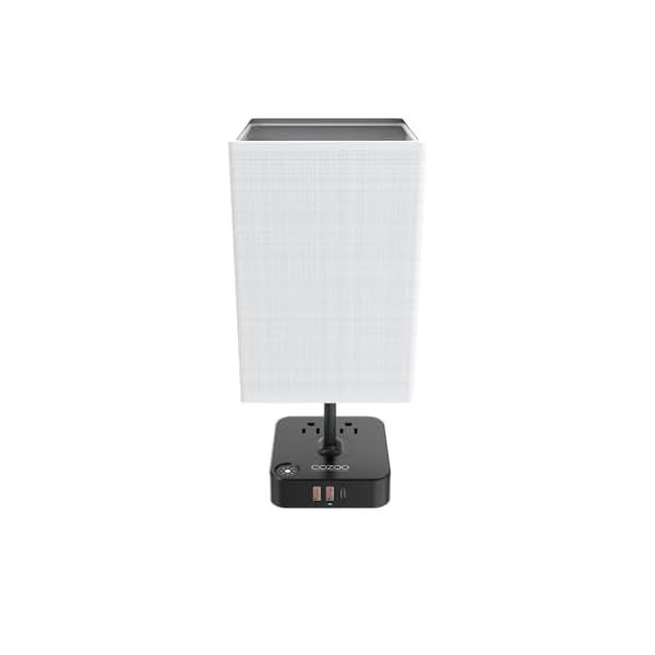 Table Lamp Dimmable cozoo USB Bedside Table Desk Lamp with 2 USB Charging Port(A+C) 2 Outlet,Nightstand Lamp with Charger Base White Fabric Shade,LED Touch Lamp for Bedroom/LivingRoom/Dorm/Home Office - Image 5