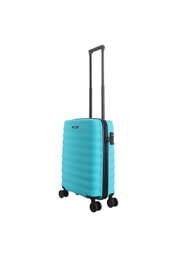 Ultra Lightweight Hard Case Travel Suitcase - Cabin Size - Small - Flow Collection - Dimensions: 56 x 39 x 20 cm - Capacity: 36L - Weight: 2.9 kg, turquoise, Modern2