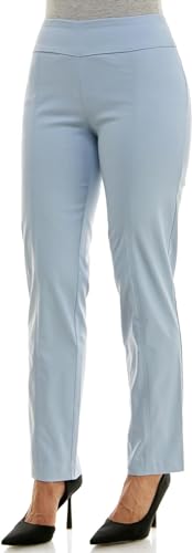 Zac & Rachel Women's Petite Millennium Fabric Pull-On Slim Leg Pant, Chambray, 8P3
