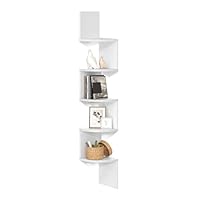 VASAGLE 5-Tier Corner Shelf, Display Floating Shelf in Living Room, Study, Kitchen, Bedroom, for Plants, CDs, Decorations, Modern, Cloud White LBC72WT