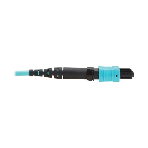Image of Eaton Tripp Lite Series 1 Meter OM4 50 /125 Fiber Optic Cable, 100G Multimode (12F MPO /MPO-PC Female-to-Female) Type-B Polarity, OFNP Jacket, Aqua, TAA Compliant (N845B-01M-12TAA)