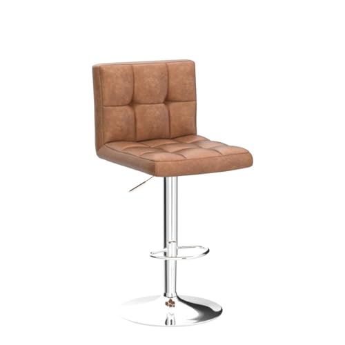 Image of Yaheetech Bar Stools Set of 4, PU Leather Swivel Barstools, Height Adjustable Counter Chairs, Modern Stools with Back for Bar Kitchen Island Dining Room, Retro Brown