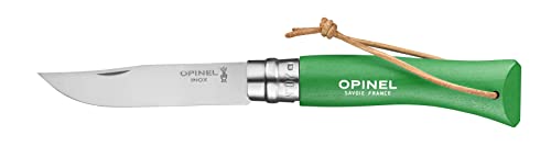 Opinel N°07 Verde Con enlace de Cuero Blanco Cover