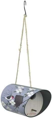 best birdhouses for nuthatches that will surprise you 8 Red Carpet Studios Charley Harper Mid-Century Style Birdhouse for Chickadees, Nuthatches, Titmice, & Warblers Cylinder Bird House, 17.32" Long, Hummingbird Homemaker
