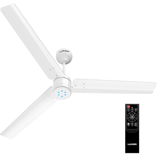 Image of LUKER JVLuker USA 1200mm BLDC Ceiling Fan with IR Remote BEE 5 Star 65% Energy Saving High Air Delivery Low Noise LED Indicator Reverse Mode for Living & Bedroom (White, Aerozen Plus)