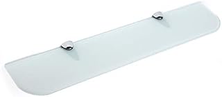 6mm Thick Toughened Glass Shelves with Curved Corners and Large Chrome Finish Shelf Supports 600mm (24 Approx) and 500mm (20 Approx) Black, White and Clear (500mm x 100mm, Black 1 Shelf)