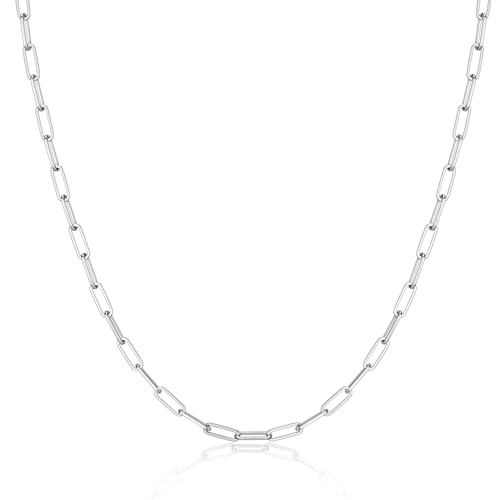 MBW Simple Silver Paperclip Choker Necklace, 14K Gold/Silver Plated Plated Dainty Chain Necklaces...