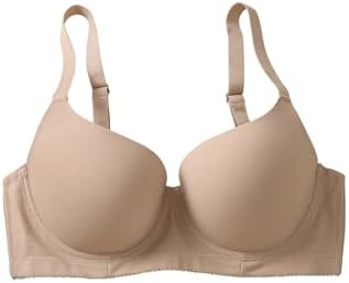 Women's Plus-Size Bras, Everyday Bras, Full Coverage Everyday Bra, Plunge Push Up Bra, Underwire Support and Gather Design Beige, Comprehensive Size Selection
