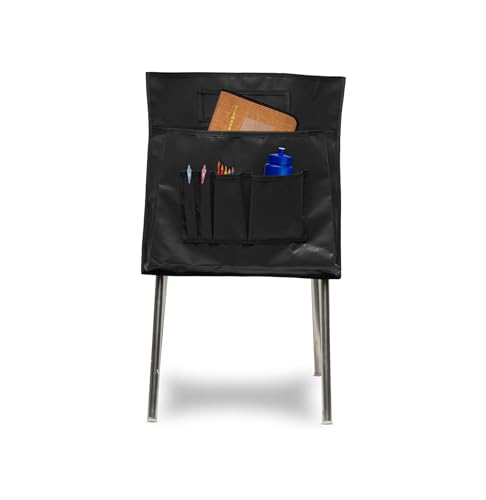 Covers & All Chair Back Pocket Organizer, 12 Oz, Kids Preschool Daycare Classroom Chairs, Multi Pockets Storage (20" W x 21" H, Black)
