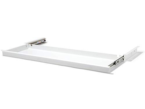 Modulor Schreibtischschublade aus Metall, einfach montierbare Schublade für Tischplatten (BxHxT: 85 x 4,5 x 26,5 cm), besonders Flache Ablage, weiß