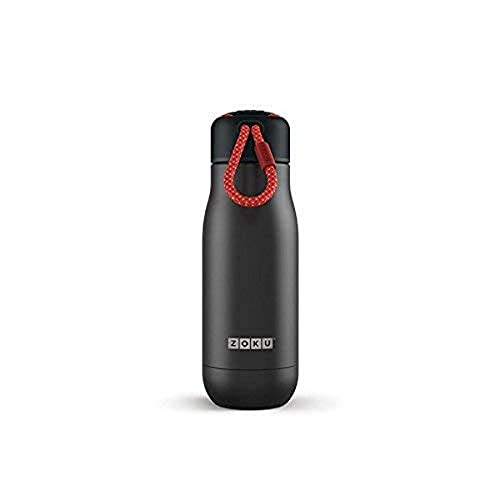 Zoku - Botella de acero inoxidable (350 ml, 6,7 x 6,7 x 21 cm), color negro