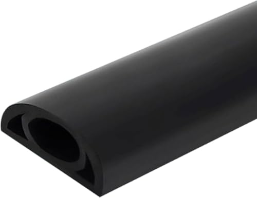 Canalización de cables para pared con la canaleta semicircular negra de PVC