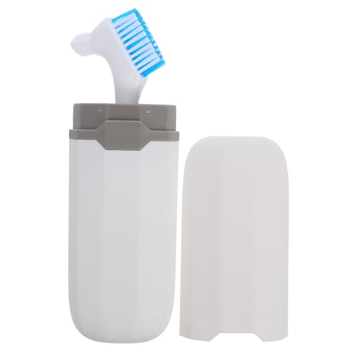 Healeved Étui de Voyage Porte-Brosse à Dents pour Prothèses Dentaires Lot 2 Pièces Bleu et Blanc Compact et Léger Brosse à Dents Double Face pour Nettoyage et Hygiène Buccale en