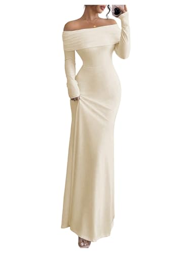 Image of SOLY HUX Women's Long Sleeve Off The Shoulder Bodycon Dress Elegant Maxi Dress Cocktail Prom Dresses