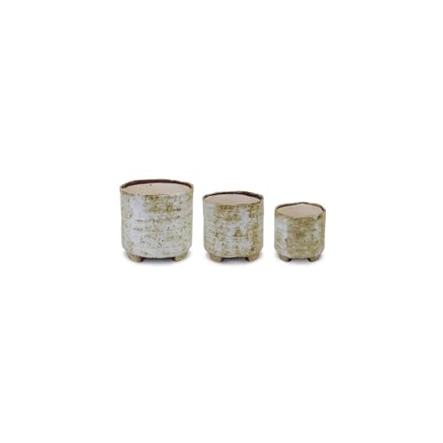 HomeStock Terra Cotta Pots Set of 3 - Rustic Flower