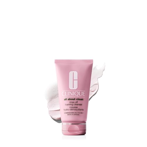Clinique All About Clean Rinse-Off Foaming Face Wash | Face Cleanser With Hyaluronic Acid + Glycerin For Oily Skin Types | Dissolves Makeup + Sunscreen 5 Fl Oz